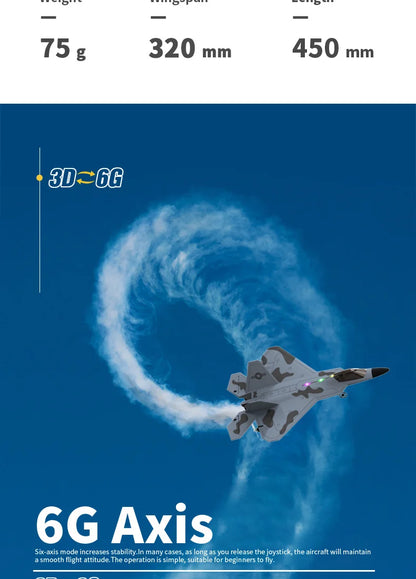 2024 New F22S 2.4G 4CH 3D6G RC Airplane Raptor F22 Warplane WLtoys A180 Upgrade Version LED Light With Gyroscope Out Door Toys