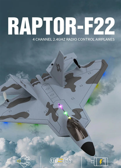 2024 New F22S 2.4G 4CH 3D6G RC Airplane Raptor F22 Warplane WLtoys A180 Upgrade Version LED Light With Gyroscope Out Door Toys